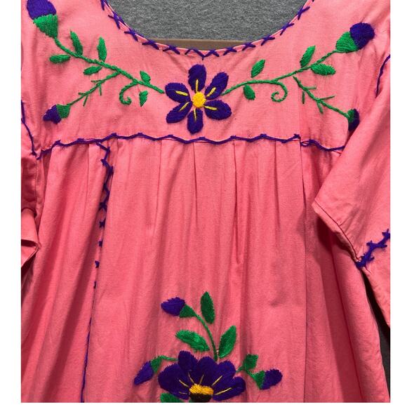 Vintage 70s Mexican Oaxaca Embroidered Maxi Dress Fits Size S/M See Measurement - Picture 2 of 10